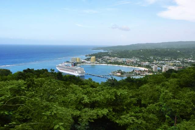 Ocho Rios Bay with Cruise Ship at Pier