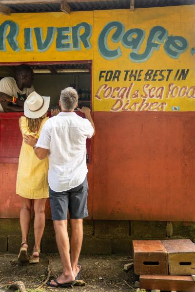 Older Couple at Street Side Bar