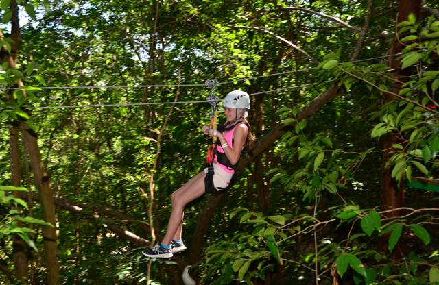 Ziplining at Mystic Mountiain _little girl